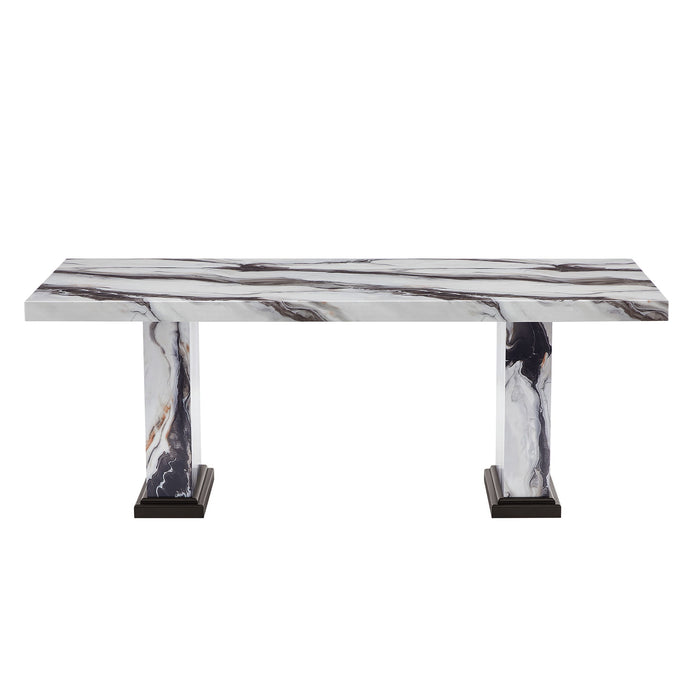 Dining Table With Double Pedestal Base - Black White Global Furniture USA