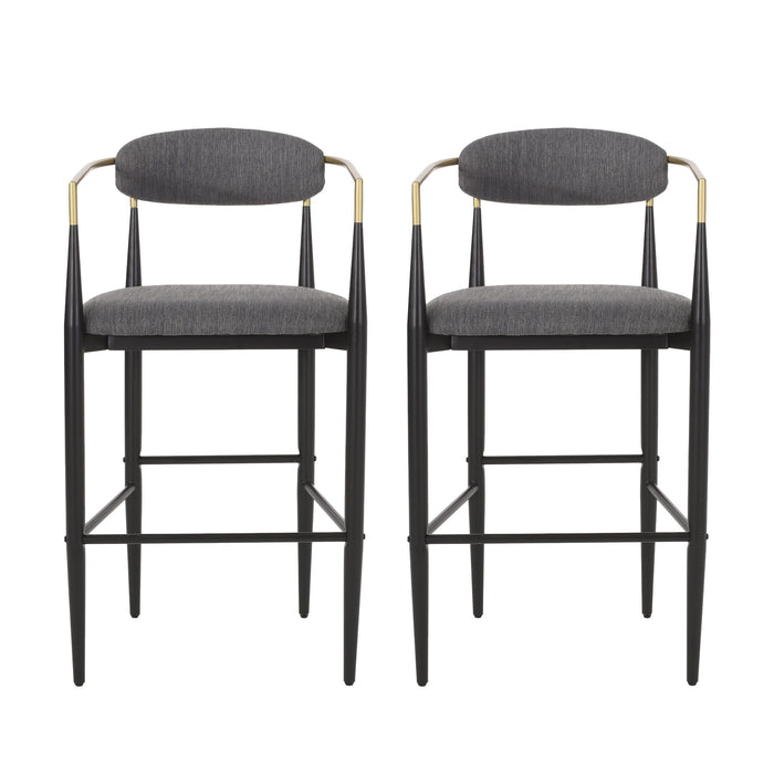 Upholstered Bar Stools (Set of 2) - Charcoal Noble House