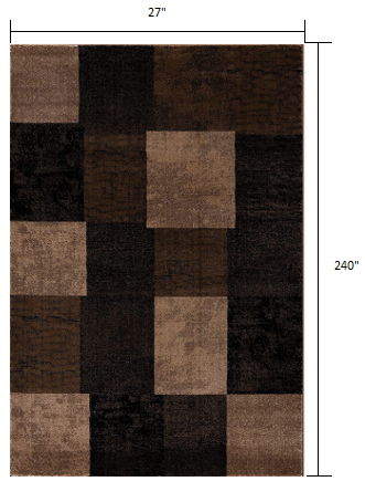 2' x 20' Geometric Blocks Runner Rug - Brown
