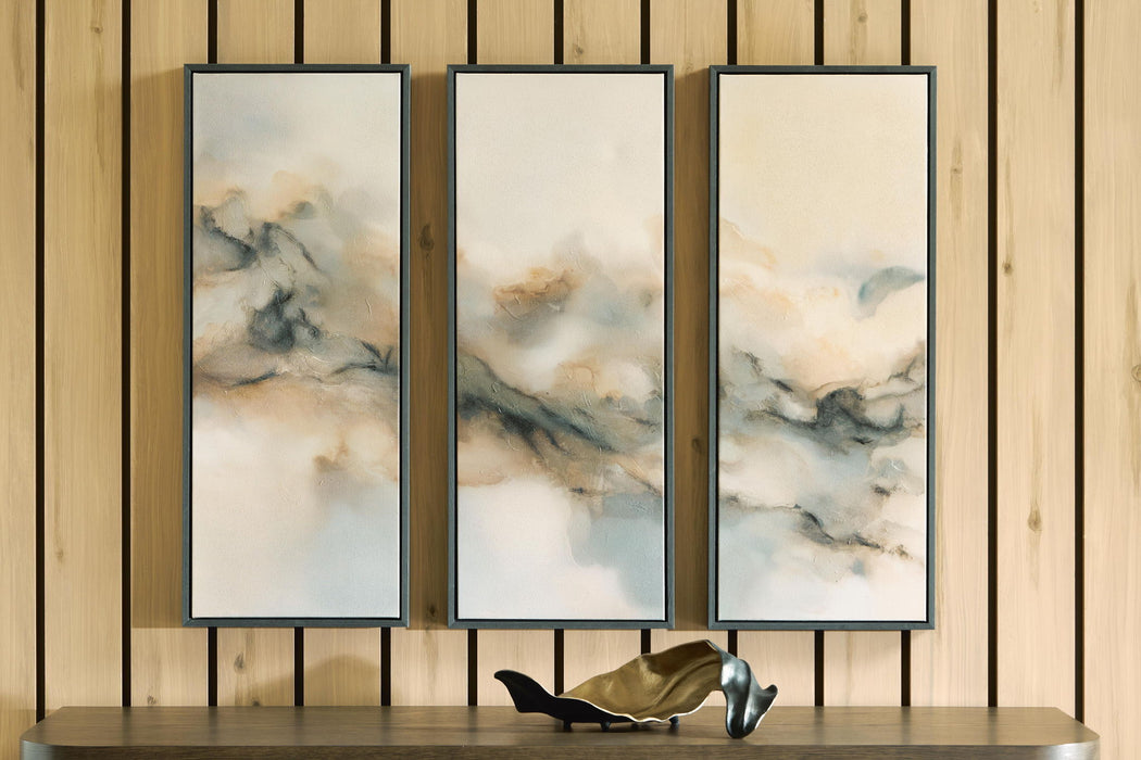 Larrondale - Wall Art Set (Set of 3) - Black / Gray / Brown Signature Design by Ashley®