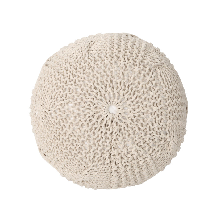 Bordeaux - Knitted Cotton Round Pouf
