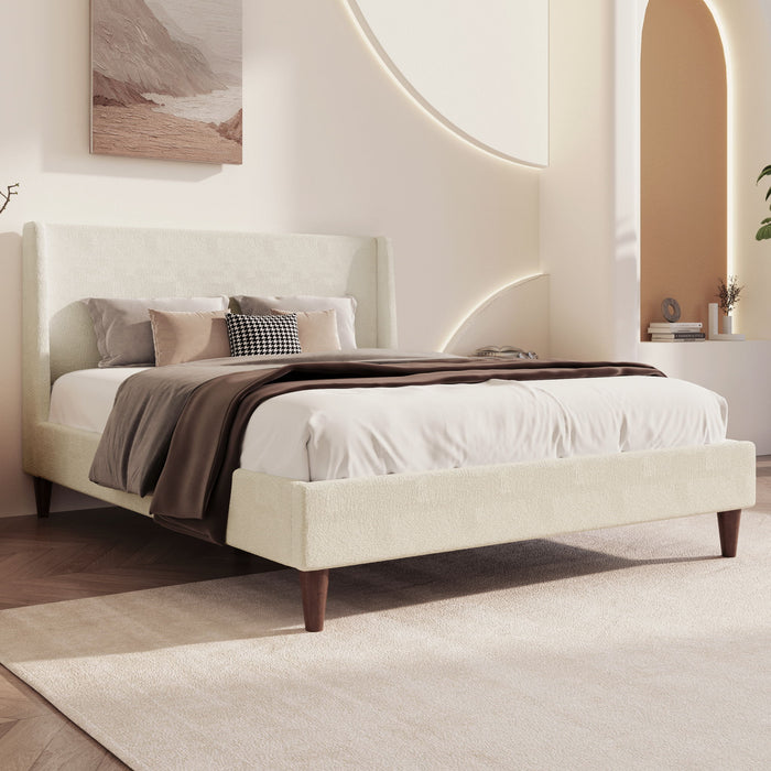 Upholstered Modern Platform Bed With Wingback Headboard Hearth and Haven
