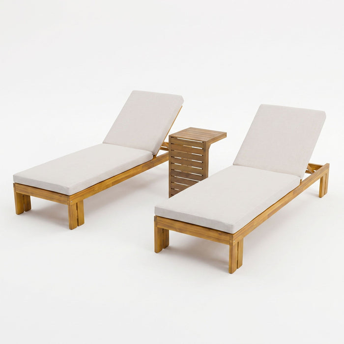 Outdoor Chaise Lounge Set & Side Table, 5 Position Adjustable Patio Recliner Noble House