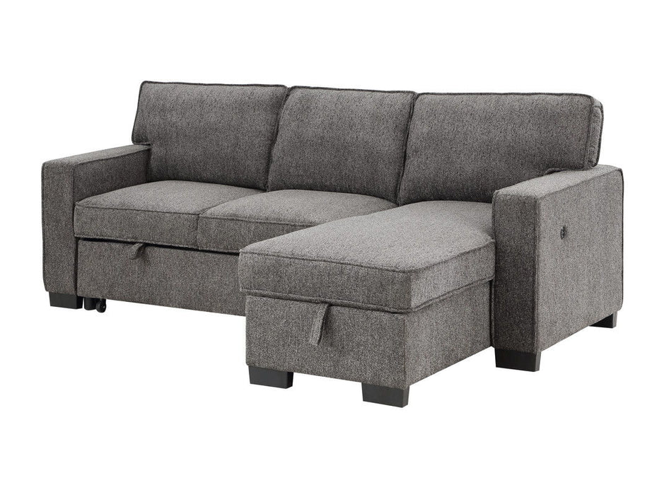 Estelle - Fabric Reversible Sleeper Sectional With Storage Chaise Drop-Down Table 2 Cup Holders And 2 USB Ports Lilola Home