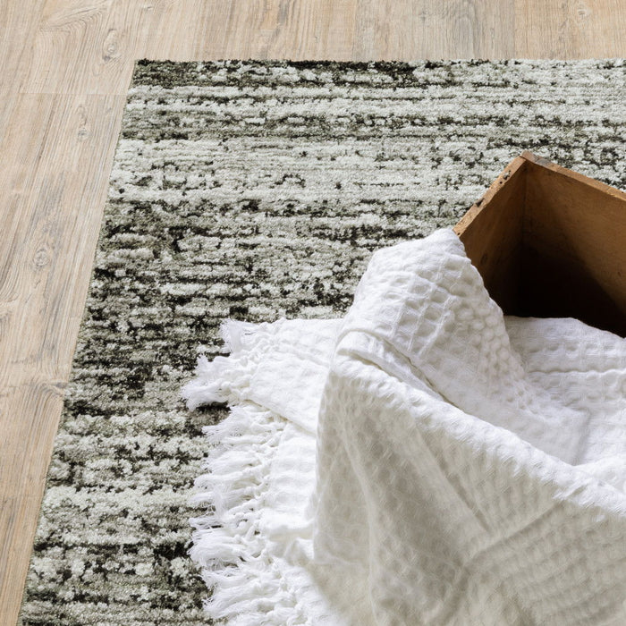 2' X 3' Abstract Power Loom Area Rug - Dark Gray And Ivory