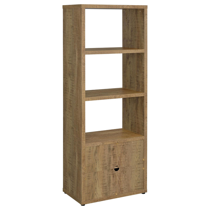 Noriega - 3 Shelf Media Tower With Open Shelves And Hidden Cabinet Storage - Mango Color Furniture Max
