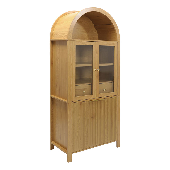 Fluted Tall Arched Pantry Cabinet With Adjustable Shelves Home Essentials