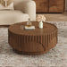 Round Fluted Drum Coffee Table With Sturdy Base For Living Room Hearth and Haven