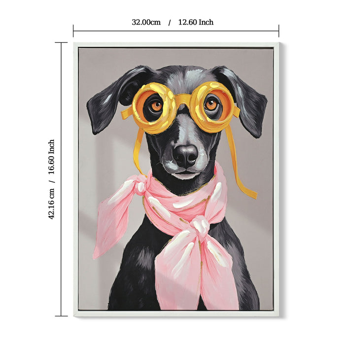 Vacation Day Puppy Wall Decor, Graphic Art Print On Wrapped Canvas - Pink / Black Daily Nest