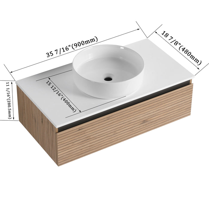 Wall Mounted Bathroom Vanity With Art Sink & 1 Soft Close Drawer Home Essentials