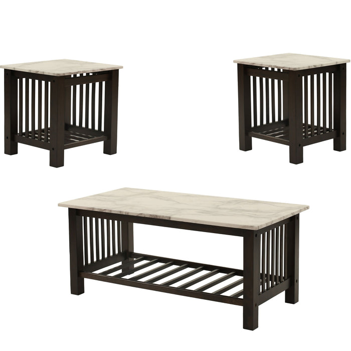 3 Piece Occasional Table Set, 1 Coffee Table And 2 End Tables, Open Storage Design - Walnut Home Essentials