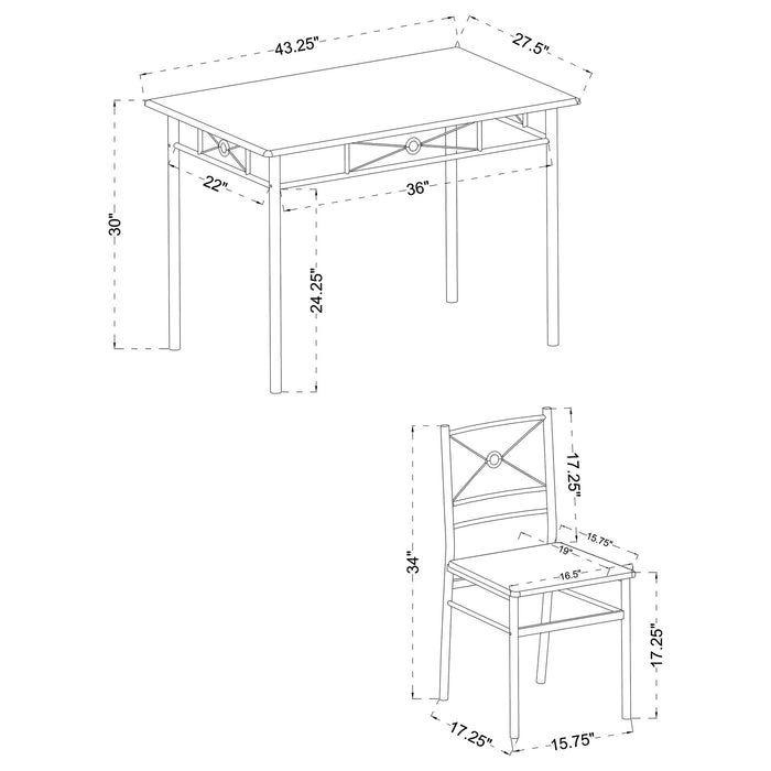 5 Piece Rectangle Dining Set With Tubing Base Furniture Max
