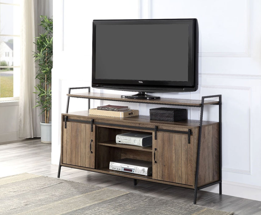 Rashawn - TV Stand - Rustic Oak & Black ACME
