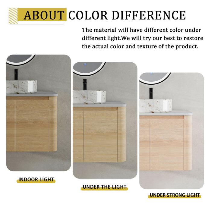 Mounted Bathroom Vanity & Art Sink, Soft Close Door Home Essentials