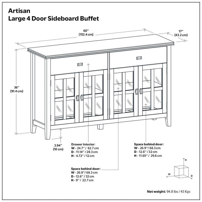 Artisan - 4 Door Sideboard Buffet Simpli-Home