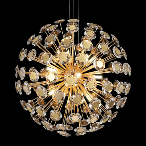 Michael Amini Lighting - Pendant 18 Light-Round Crystal Chandelier - Gold Michael Amini