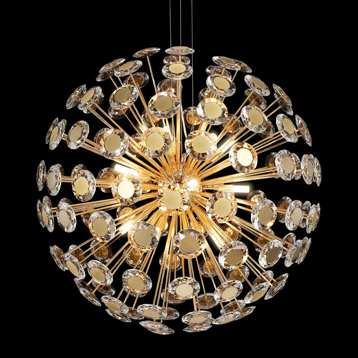 Michael Amini Lighting - Pendant 18 Light-Round Crystal Chandelier - Gold Michael Amini