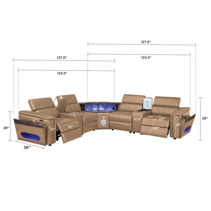 Nova - Sectional With Bluetooth Speaker, LED And Lifting Wine Cabinet Matrix Furniture Group