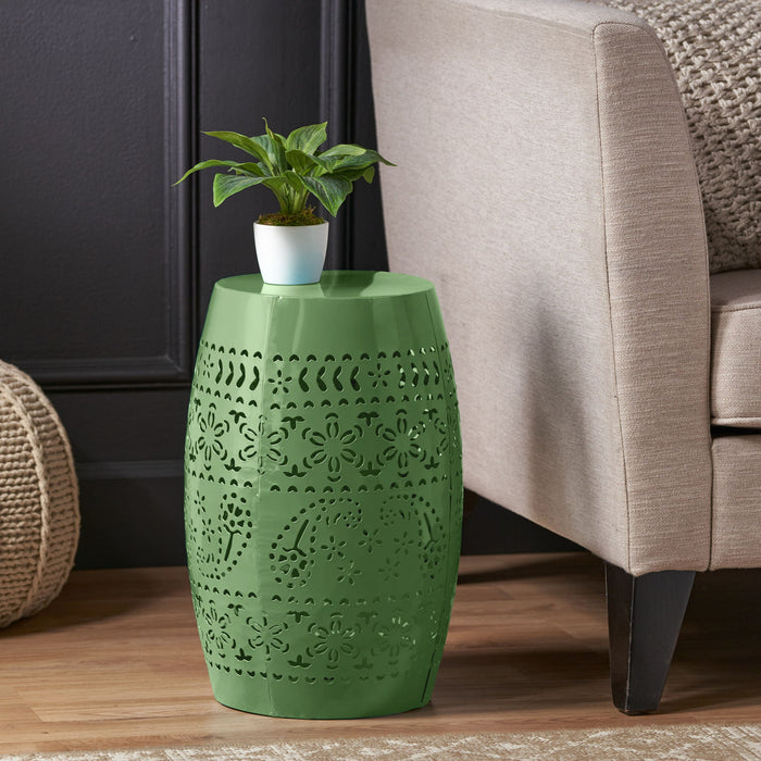 12" Outdoor Lace Cut Side Table Noble House