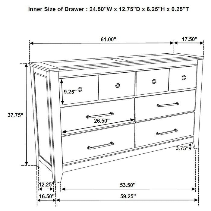 Pelton - 6 Drawer Dresser - Oak Furniture Max