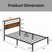 Platform Bed Frame With Charging Station & Headboard Shelves Home Essentials