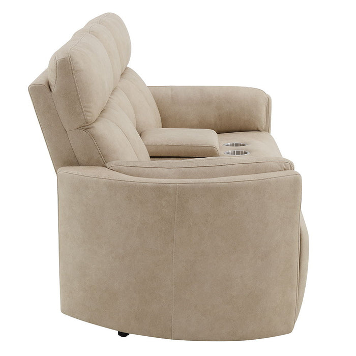 Elison - Motion Loveseat With Console - Dark Beige Polish Microfiber ACME