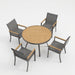 Gray Aluminum Patio Dining Set With Textilene Chairs, 5 Piece All Weather Round Table And 4 Seater For Garden, Deck, Or Porch Home Essentials