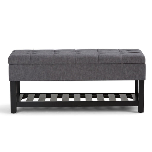 Saxon - Upholstered Transitional Storage Ottoman Bench Simpli-Home