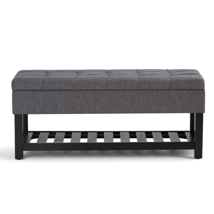 Saxon - Upholstered Transitional Storage Ottoman Bench Simpli-Home