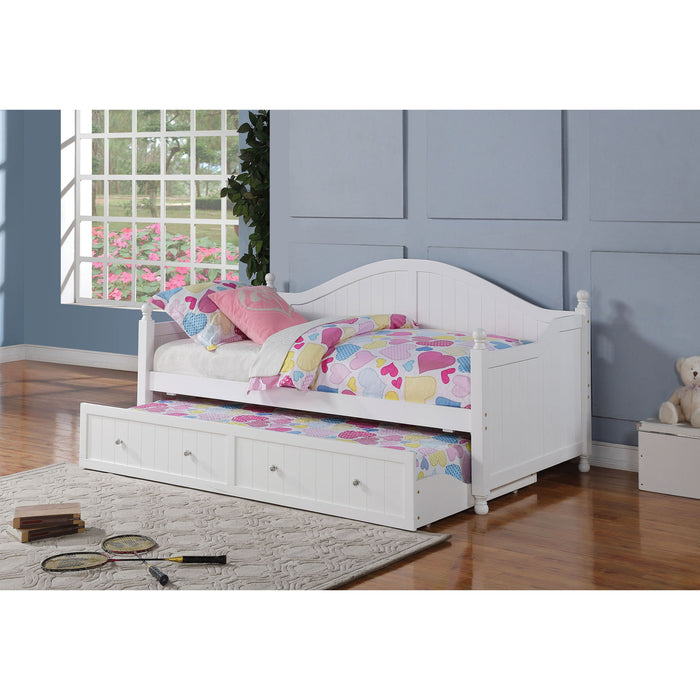 Twin Daybed With Trundle Storage Bed - White Furniture Max