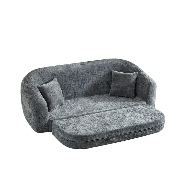 Curved Convertible Sofa, 2 In 1 Fold Out Bed With Pull Out Base And Deep Seat Home Essentials