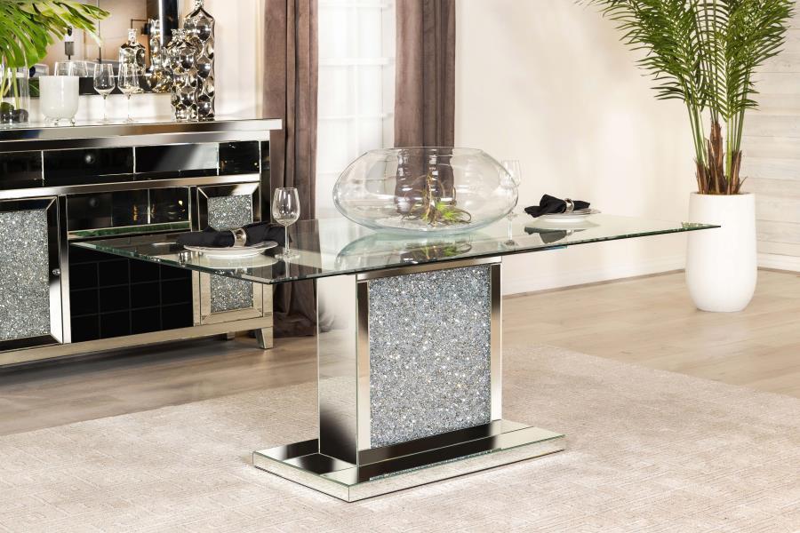 Marilyn - Rectangular Glass Top Dining Table - Silver