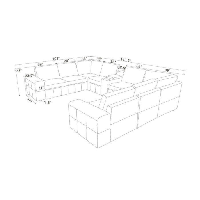 Modular Sectional With Large Square Arms Home Essentials
