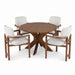 5 Piece Indoor Dining Set, Round Table & 4 Brown Arm Chairs - Beige / Brown / Cherry Noble House