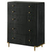 Anser - 5 Drawer Chest, Bedroom Storage Furniture - Black Furniture Max