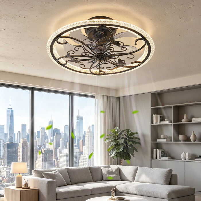 Ceiling Fan With Lights Remote Control, 6 Speeds 3 Color Caged Ceiling Fan - Matte Black Daily Nest