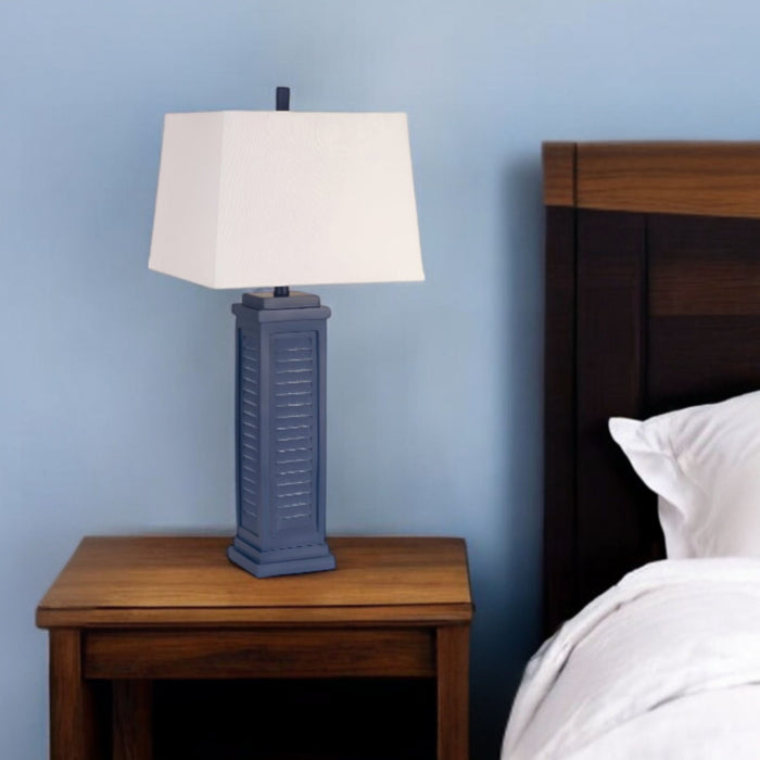 Table Lamp With White Shade (Set of 2) - Blue