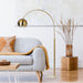 Oasis - Long Arm Gold Adjustable Floor Lamp With Round Marble Base - Gold / White Marble Ashcroft Furniture