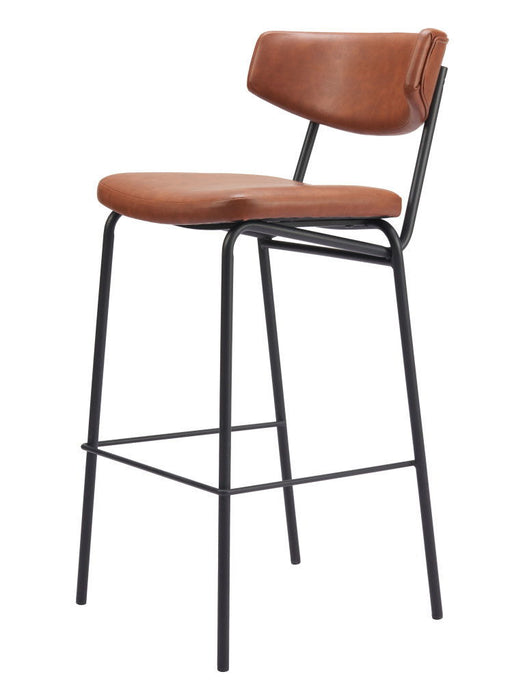 26" Faux Leather And Steel Counter Height Bar Chairs (Set of 2) - Brown And Black