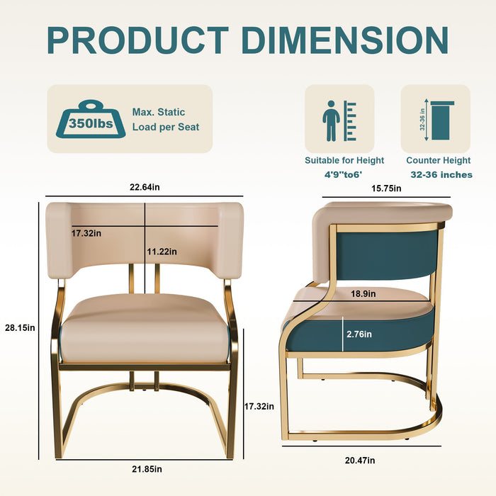 Dining Chairs Ergonomic Curved Backres (Set of 2) - Blue / Neutral Home Essentials