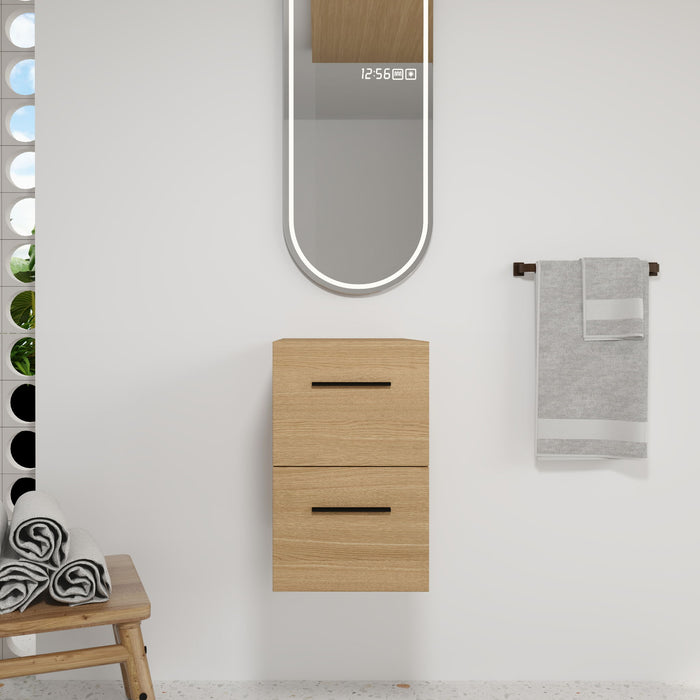 Floating Bathroom Vanity Drawer Base, Wall Mounted Storage With 2 Drawers - Light Oak Home Essentials