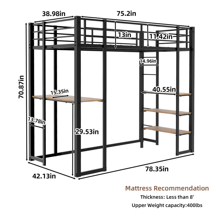 Bunk Bed With L-Shaped Desk And Dual Side Stairs Home Essentials