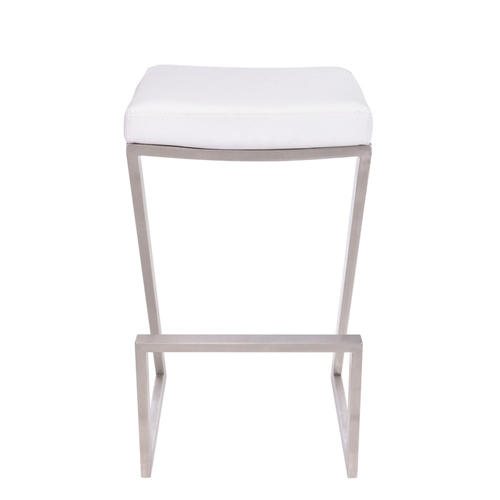 Iron Backless Counter Height Bar Chair - White / Silver