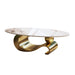 Oval Coffee Table For Living Room - Gold / White Home Essentials