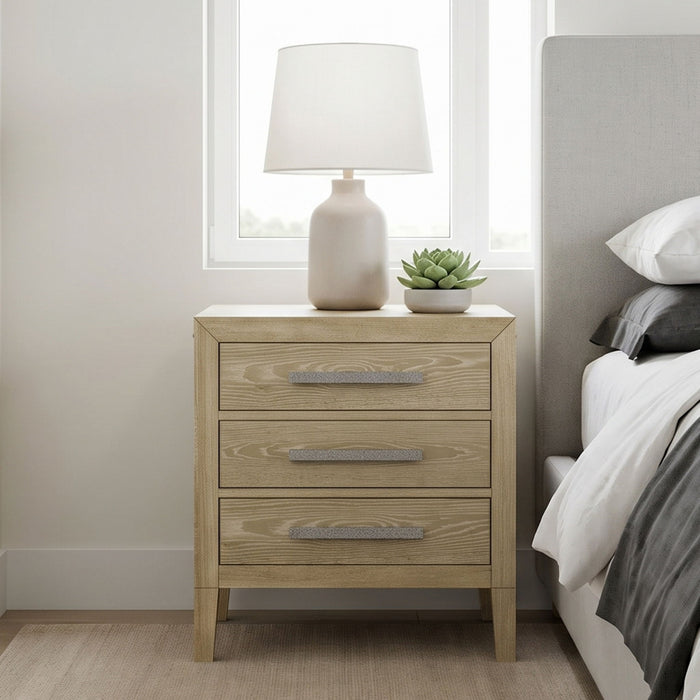 Adeline - 3 Drawers Nightstand With USB & LED Light - Natural Wood Wash Home Essentials