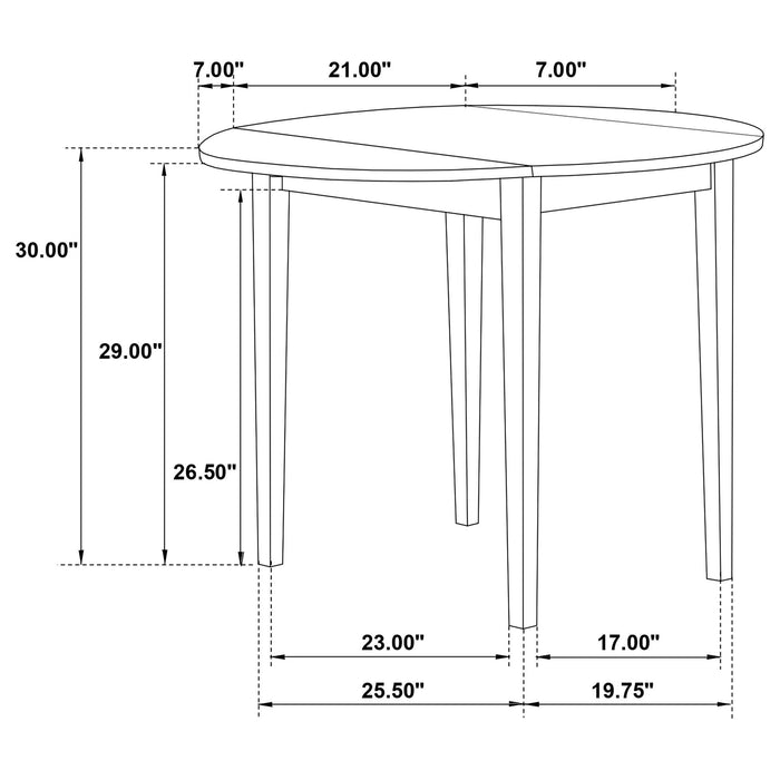 Cliff - 3 Piece Round Drop Leaf Dining Table Set With Ladderback Chairs - White Furniture Max