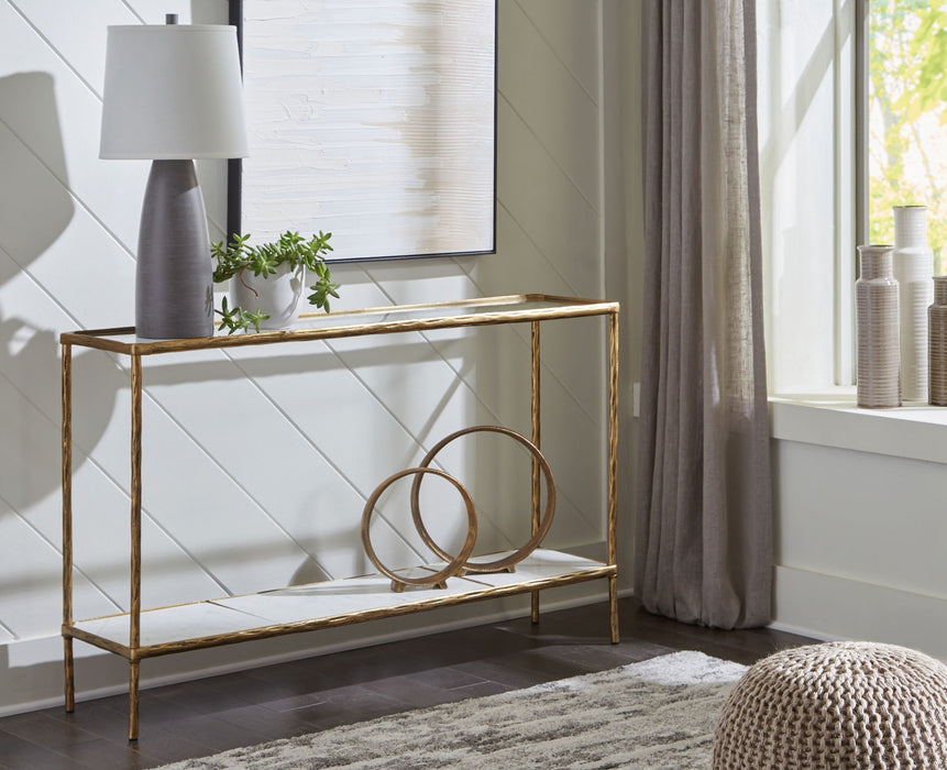 Ryandale - Console Sofa Table - Antique Brass Finish Signature Design by Ashley®
