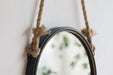 Handsome Cleveland Mirror With Rope Strap Contemporary Design Circle Mirror With Round Metal Frame For Wall Decor Daily Nest