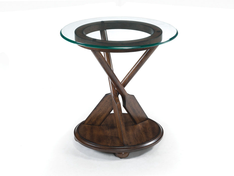Beaufort - Round End Table With Base And Glass Top - Dark Oak Magnussen Furniture