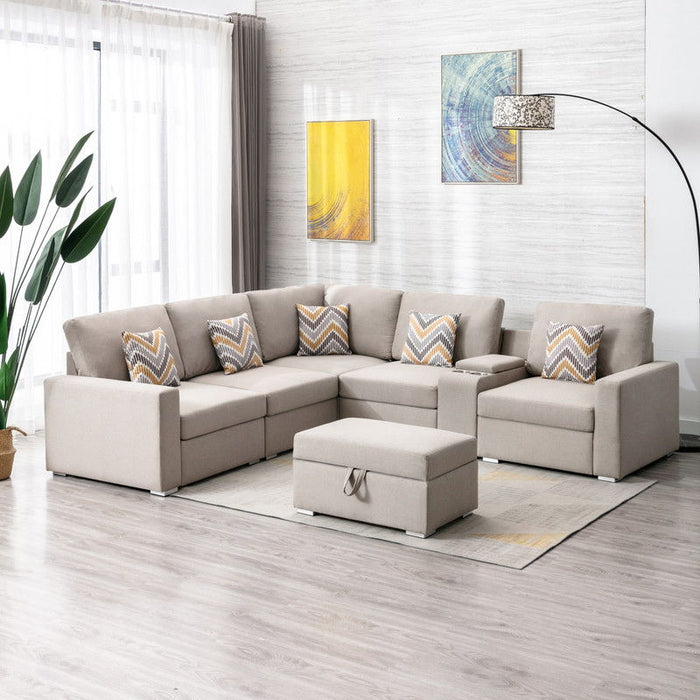 Nolan - 7 Piece Sectional Sofa With Pillows And Interchangeable Legs